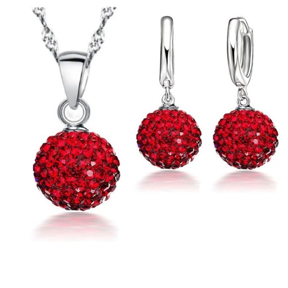 Jewelry - 🌟 Drop Ball 925 Sterling Silver Necklace With Earrings